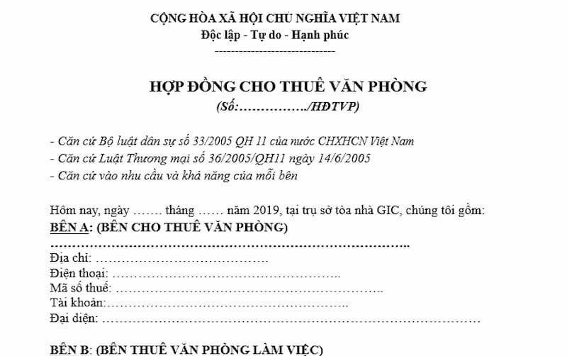 hợp đồng thuê văn phòng