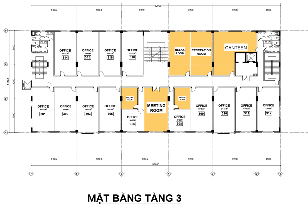 Mặt bằng layout tầng 3 tòa nhà Nicolas Building - Nguyễn Hữu Thọ