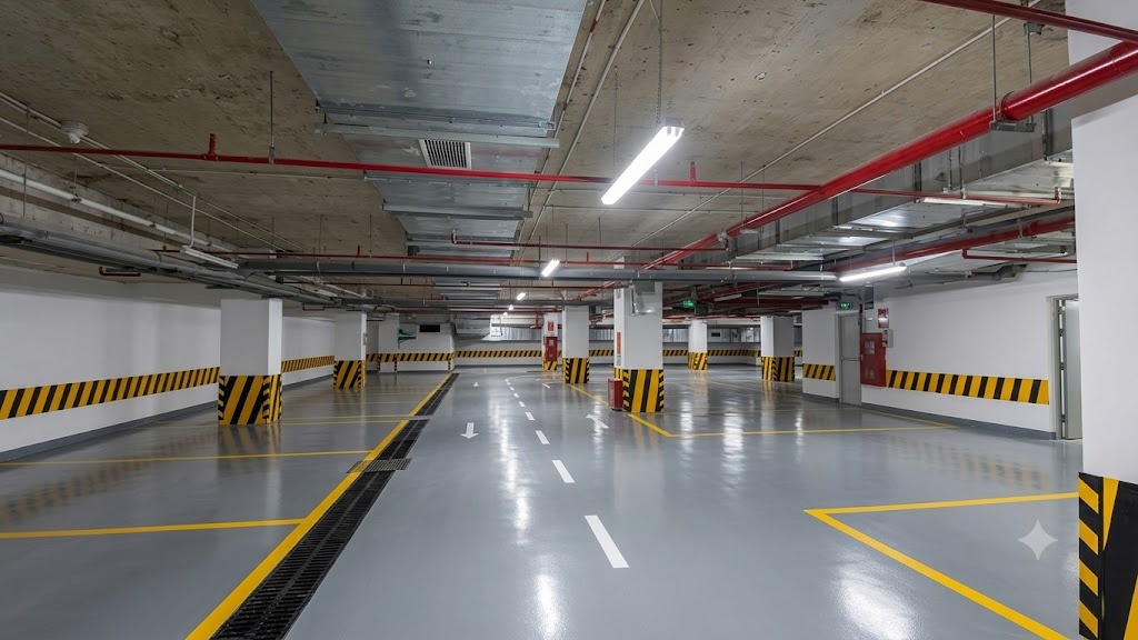 hầm để xe lớn của toà nhà DIV bảo hiểm tiền gữi Việt Nam - Cn Đà Nẵng